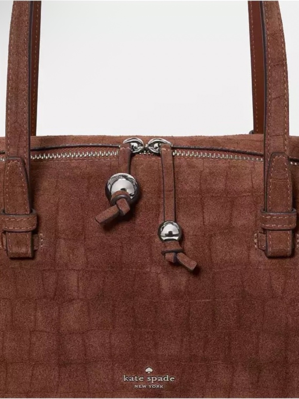 Kate Spade Billie Suede Croc Shoulder Bag Chocolate Truffle - Picture 5 of 6